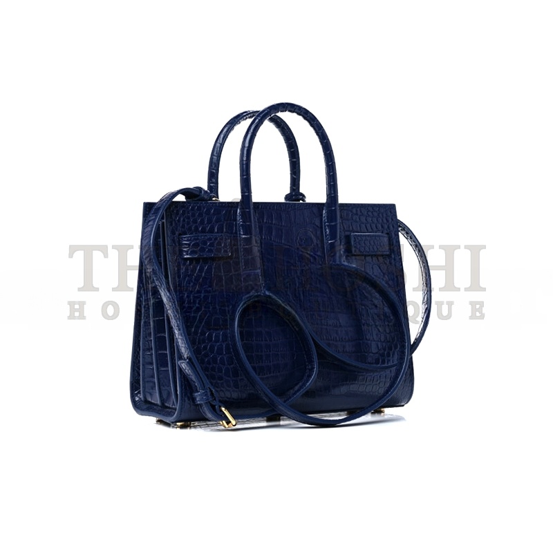 Y51 BLUE CROC EMBOSSED LEATHER NANO CLASSIC SAC DE JOUR TOTE 392035DND1N4150 (22*18*10.5cm) Master Quality